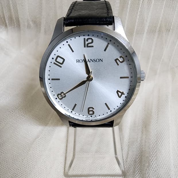 로만손 실버 쿼츠 남자 손목시계
