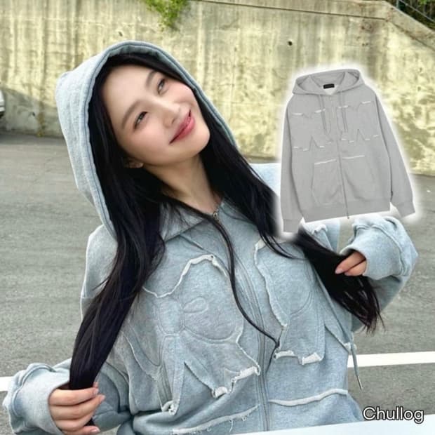 유희 YOOHEE 리본 후드집업 그레이