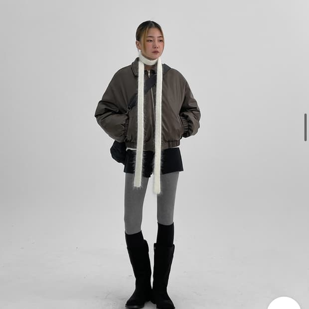 [블랙업]짐블 덕다운 레더 카라 패딩-브라운