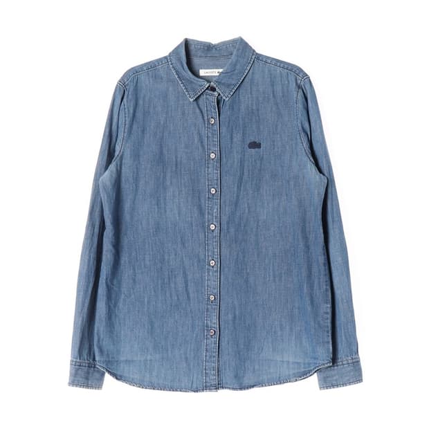 LACOSTE 크로커다일 로고 데님 셔츠 36