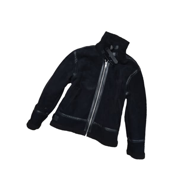 블랙 하이넥 무스탕