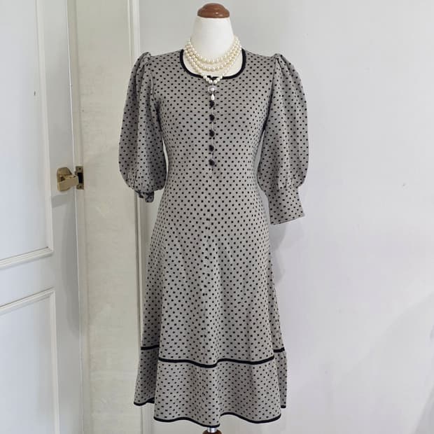 일본빈티지)로맨틱 히메초코라떼갸루st 아오이유우 하객룩 퍼프 니트 원피스