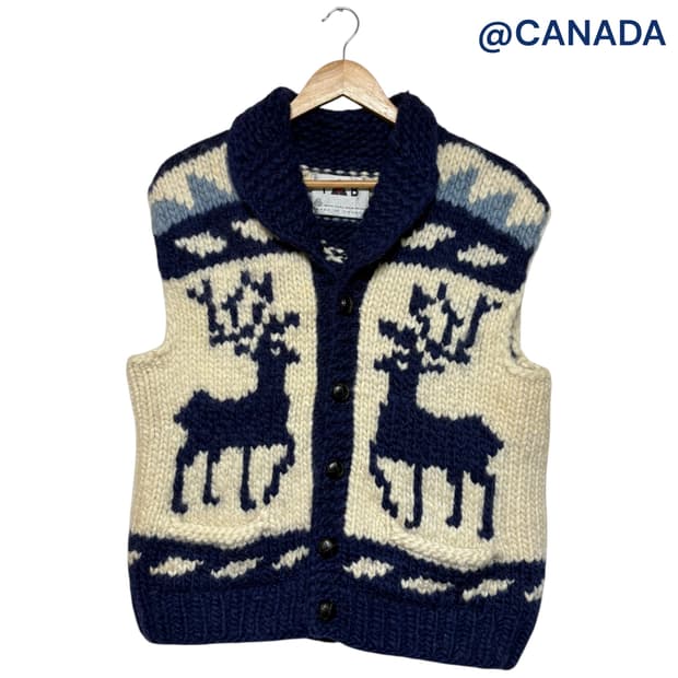 3666 FB 캐나다 사슴 코위찬 니트조끼