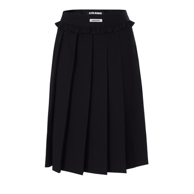 FRILL PLEATS MIDI SKIRT_DARK NAVY 