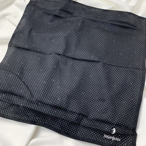[정품] YSL 입생로랑 도트패턴 빈티지 쁘띠스카프 손수건