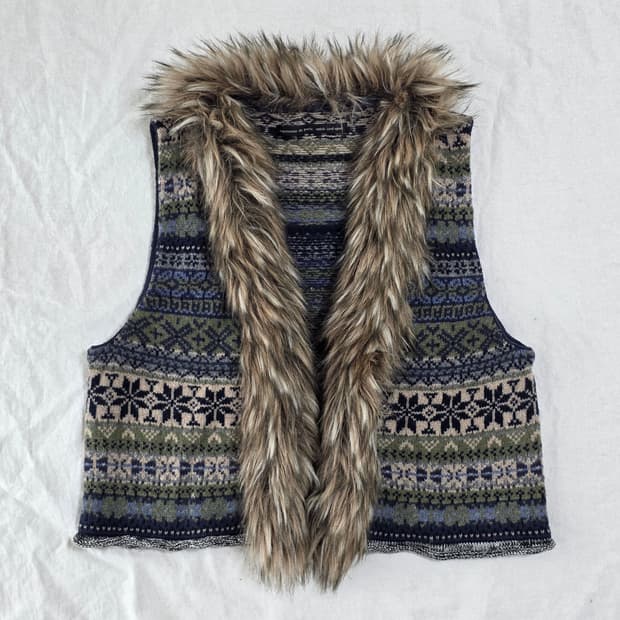 스픽앤스펜 모리걸 갸루 노르딕 퍼 베스트 일본빈티지