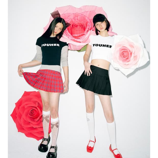 YOUHEE 유희 레드 체크 미니스커트