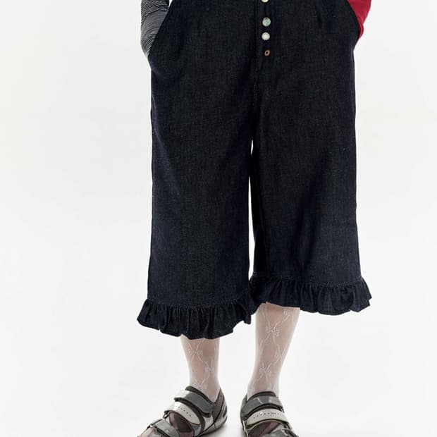 테스트메커니즘 Ruffle Cropped Pants 데님 코이세이오