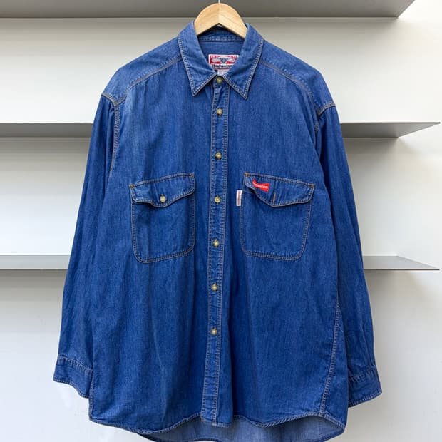 버드와이저 90s 투포켓 데님 셔츠