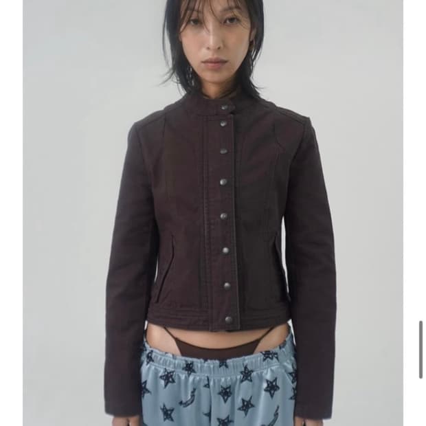 lalameme washed biker jacket brown