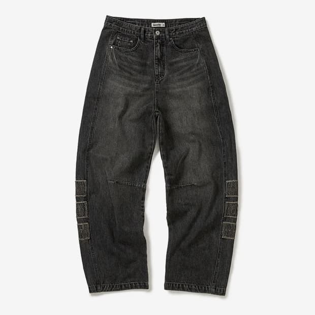 [00] 카락터 빈티지 엠블럼 데님 팬츠 블랙 00