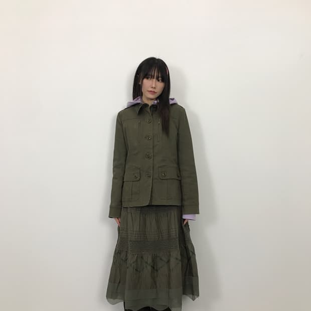 Jpn Khaki Button Front Military Jacket