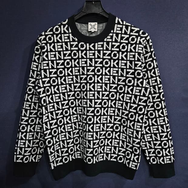 겐조 로고패턴 남성 세미오버핏 100 니트