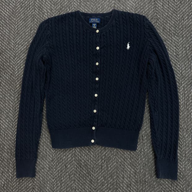 폴로 니트 가디건 네이비