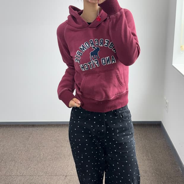 Abercrombie 아베크롬비 스펠아웃로고 버건디 후드티