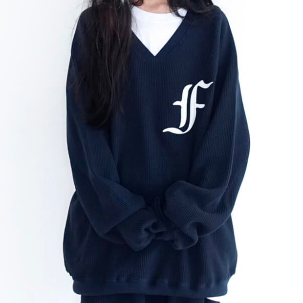 샵페어리 와플 맨투맨 팝니다! waffle boxy MTM (navy)