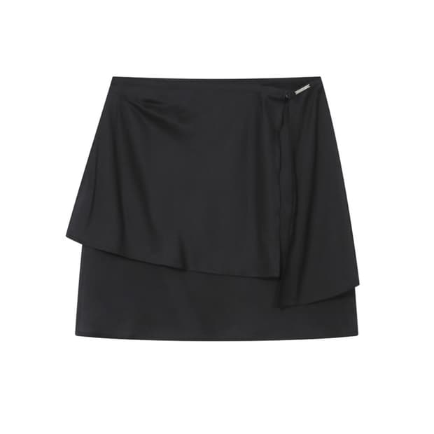 무신사 미세키서울 시어 레이어드 미디스커트 치마 블랙 에이블리크림오헤시오