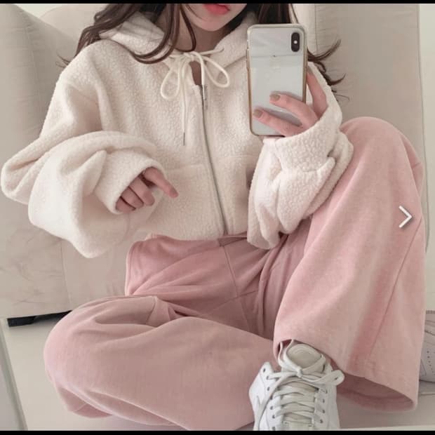 미니포에 벨로아 롱 트레이닝 팬츠 핑크 단종