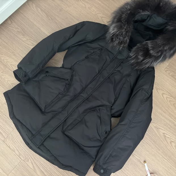 에고이스트 구스다운 폭스퍼 중기장 야상형 패딩 55