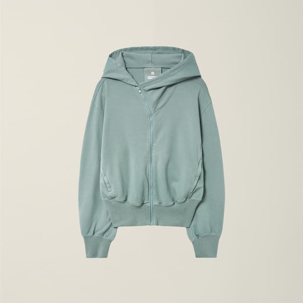 MENS GARMENT DYED CURVED 후드집업 