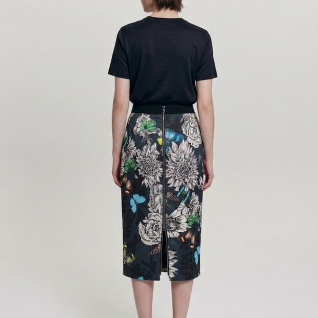 ✨봄 하객룩 | 플라워 패턴 밴딩 미디 스커트 55 | 날씬핏