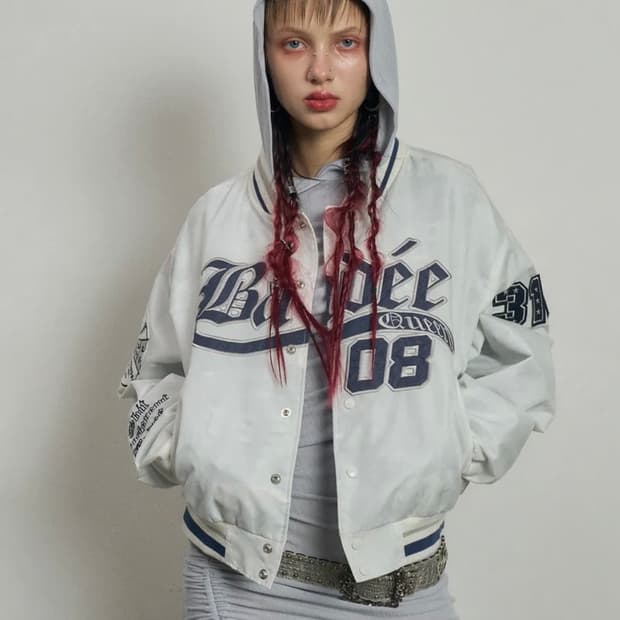 배디 바시티 베이스볼 자켓 화이트 M