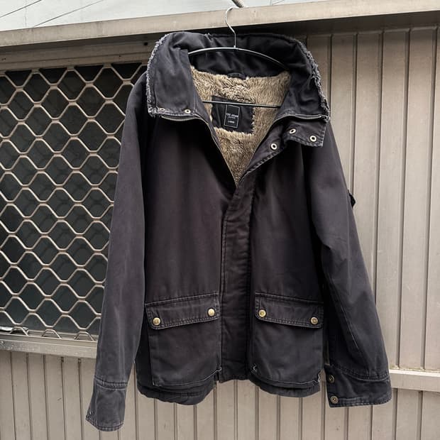 Grunge neck detail fur jacket