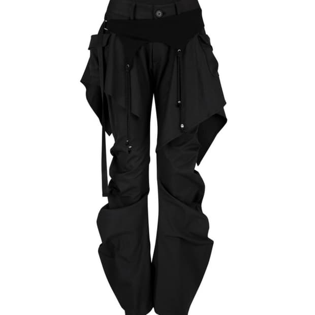 (택포) 카시코 레이어드 스트랩 팬츠 블랙