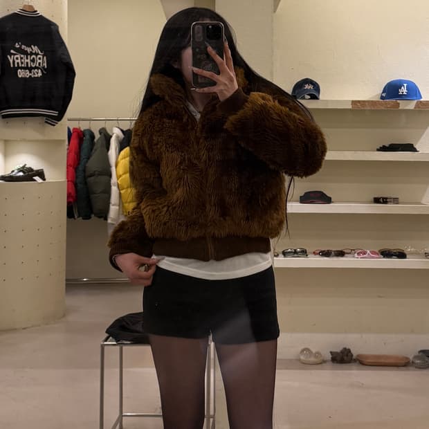 스위트디그리즈 브라운 퍼 집업 자켓 U899