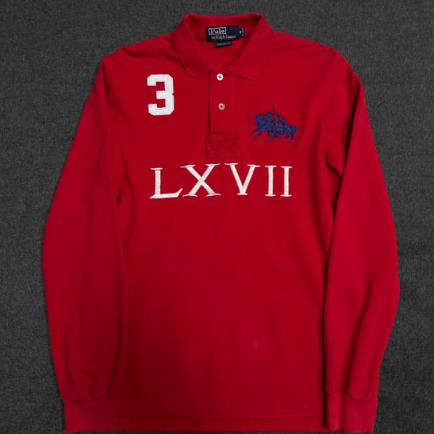 폴로 랄프로렌 더블포니 LXVII 카라 롱 슬리브 레드