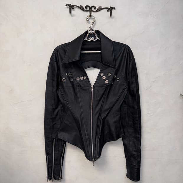 Black cutout punching corset jacket 