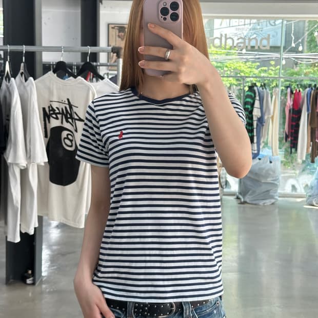 폴로랄프로렌 큐알텍 포니 스트라이프 반팔티