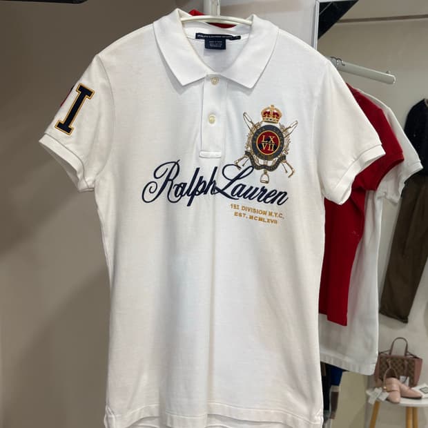 Polo patch collar T white