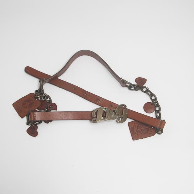 돌체앤가바나 아카이브 레더 참 체인 벨트