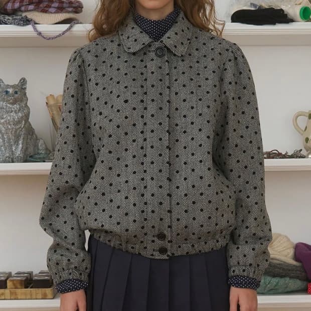 펀프롬펀 도트 헤링본 자켓 블랙