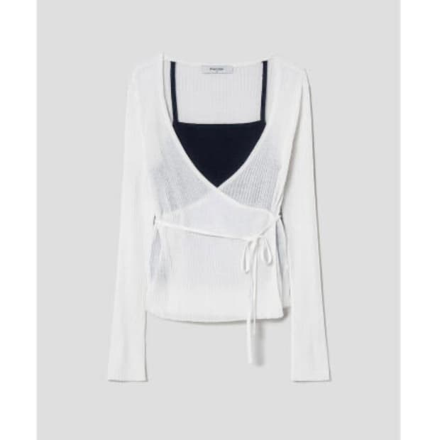 (새제품) 에잇세컨즈 슬리브리스 레이어드 니트 아이보리