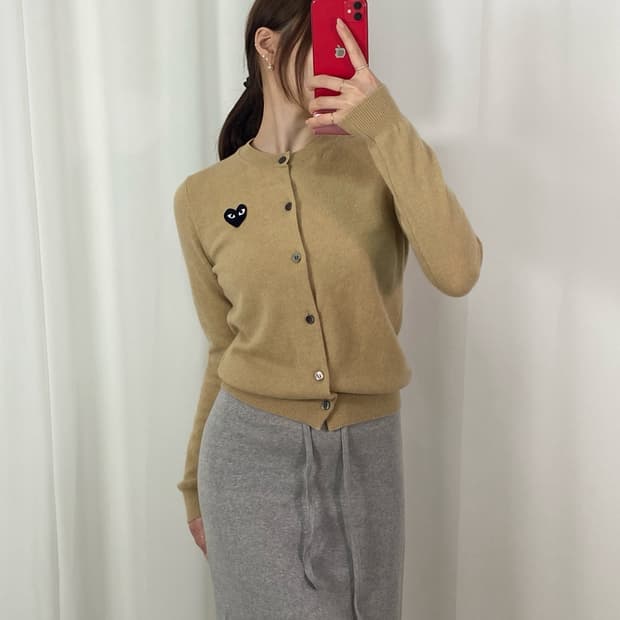 꼼데가르송 샌드베이지 유넥 가디건