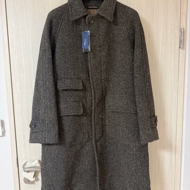 [40] 드레익스 헤링본 도네갈 울 래글런 코트 브라운