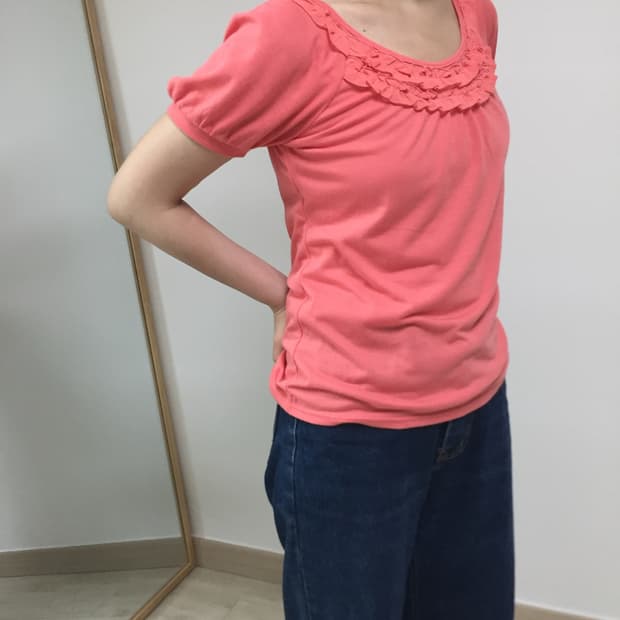 vintage frill coral balloon top T