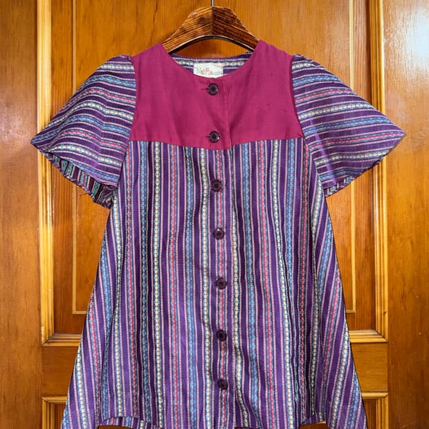 에스닉 스트라이프 퍼프 블라우스