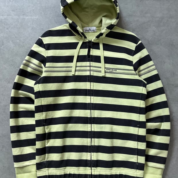 Stone-Island 스톤아일랜드 마리나 네온 컬러 스트라이프 후드 집
