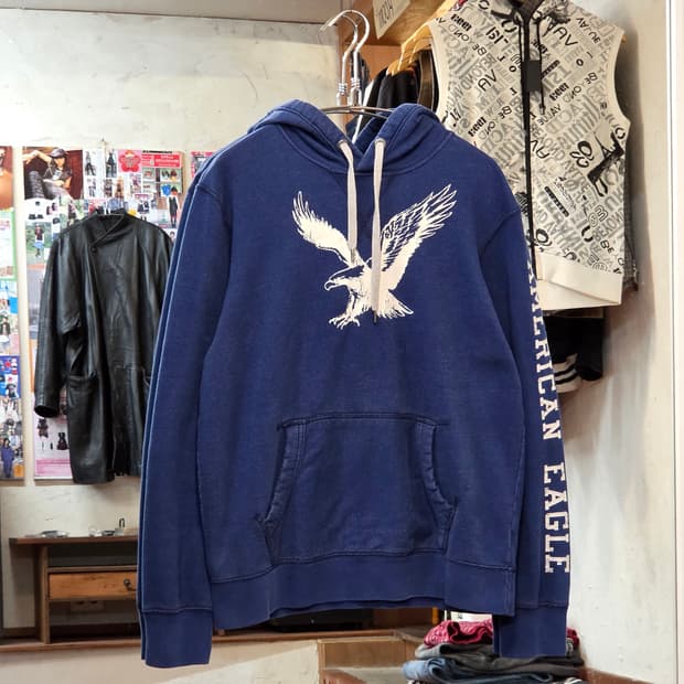 아메리칸 이글 프린팅 오버룩 후드티