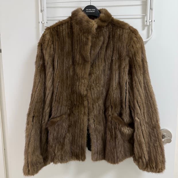 사가밍크 빈티지 코트 브라운
