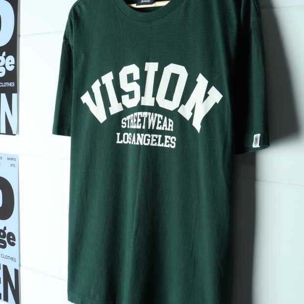 (L-XL) 비전스트릿웨어 반팔 티셔츠 빅로고 그린 올드스쿨-H34396