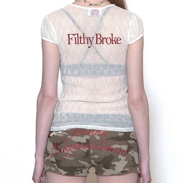 스컬프터 Filthy Broke Sheer Tee Mesh Cream