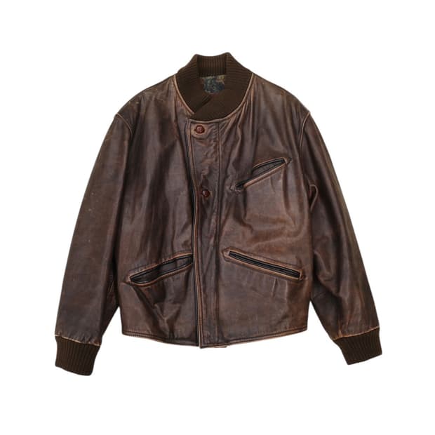 80‘s 휴고 보스 레더 봄버 자켓