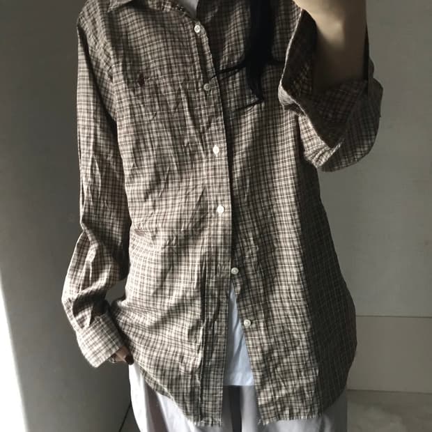 폴로 브라운 버건디포니 체크셔츠