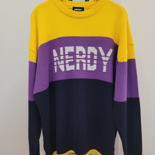 널디 NERDY 컬러 블록 니트 스웨터 오버핏 M사이즈