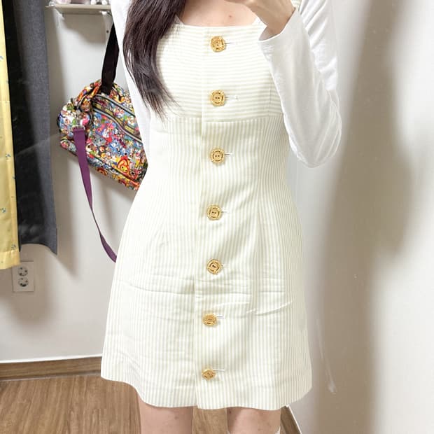 빈티지 단추 스트라이프 원피스 히메갸루 로걀 라떼 모리걸 긱시크 고딕