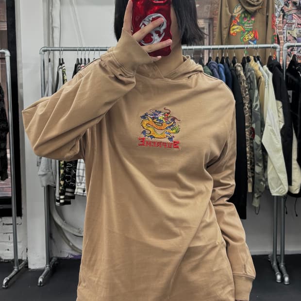 슈프림 브라운 드래곤 후드 티셔츠